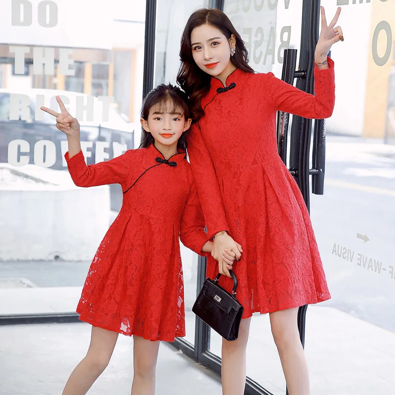 Модель WLG одинаковая семейная одежда платья в китайском стиле для мамы и дочки