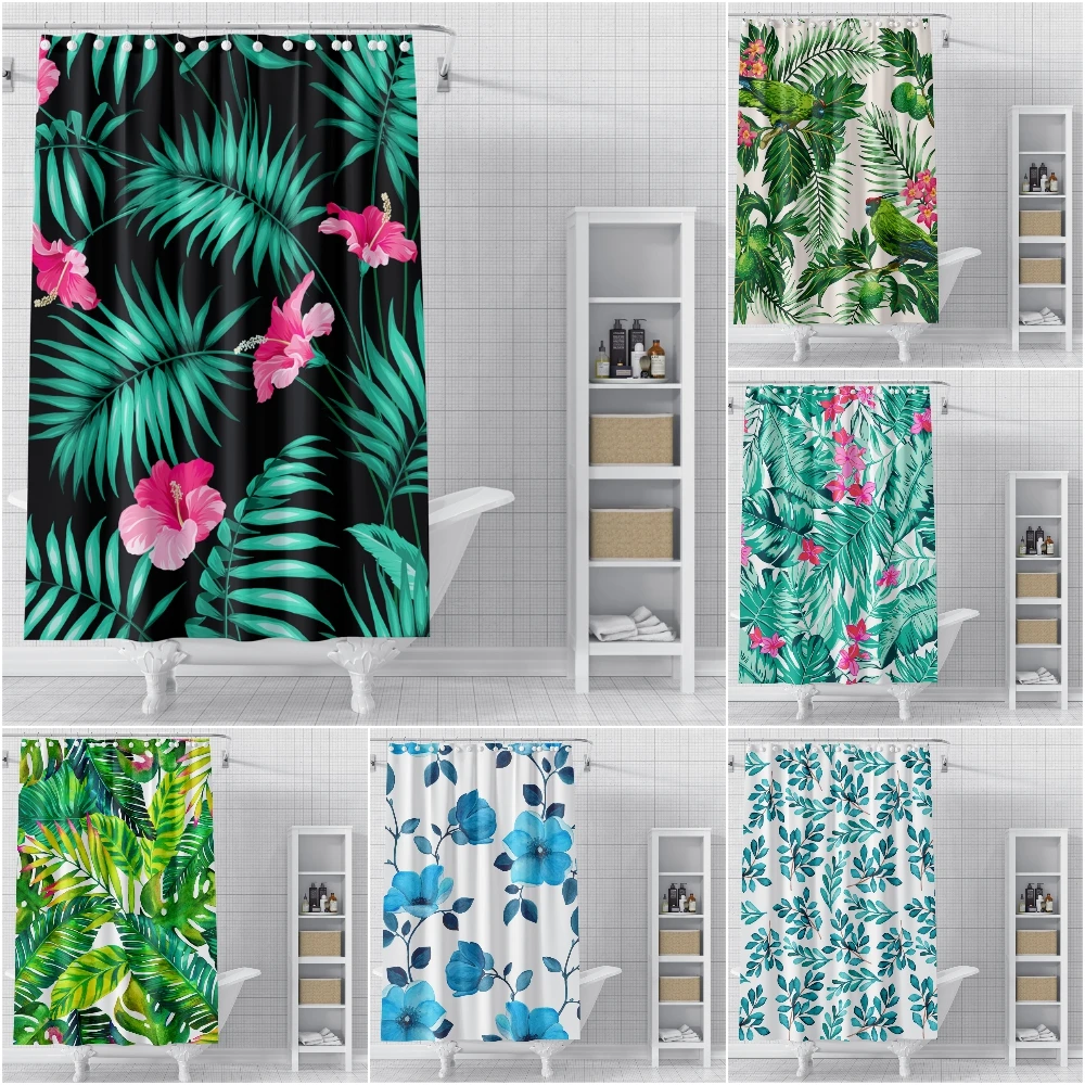 

Green Leaves Pattern Shower Curtain Colorful Bathroom Curtains Waterproof Mildew Proof Bath Curtains For Bathroom Home Decor