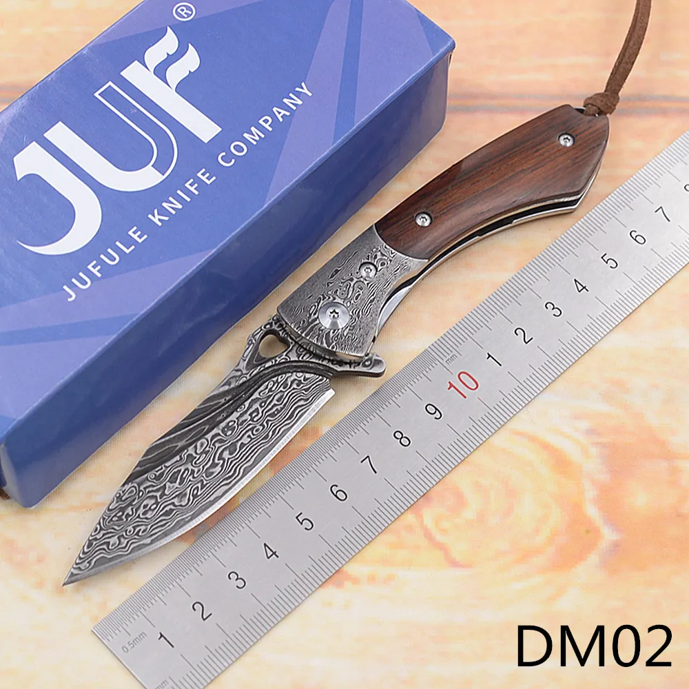 

JUFULE DM02 Real VG10 Damascus sandal wood Handle ball bearing Folding Camping Hunt Kitchen Pocket Outdoor Gift EDC Tool Knife