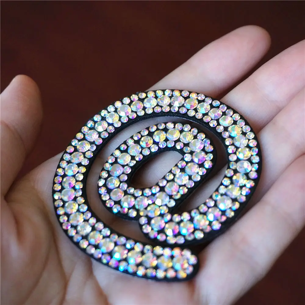 Радужные стразы электронная почта символ AT @ Sign Пришивные патчи блестящие Значки