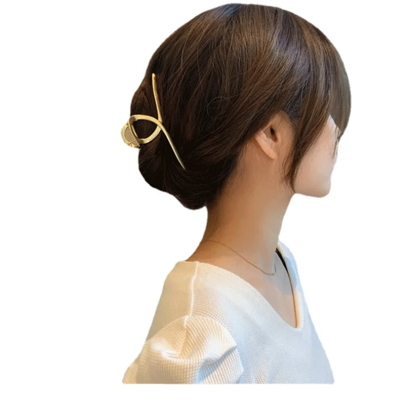 

2021 metal women's hairpin back of the head bath grab clip top clip simple hair clip femininity curling horsetail hairpin