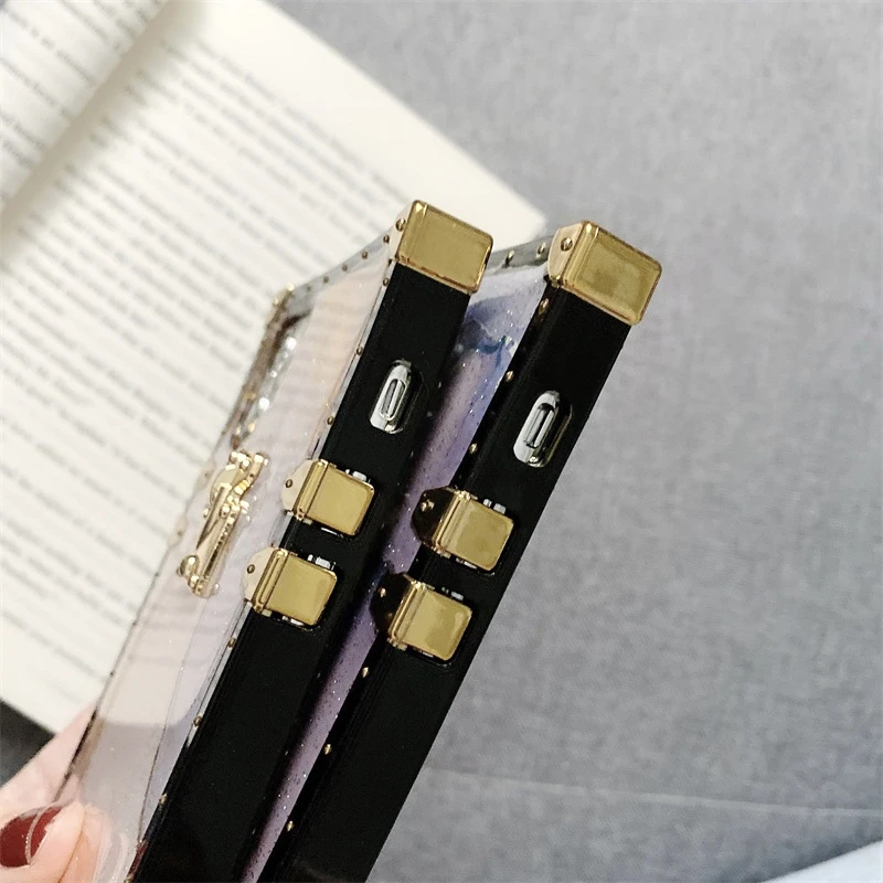 

Luxury Marble Texture Square Phone Case For iPhone 12mini 11 Pro XS MAX XR X 7 8 Plus SE Epoxy Glitter Gold Foil Soft back cover