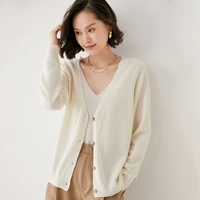 cardigan sweater ladies high end 100pure wool cardigan autumn and winter 2021 jacket fashion all match short knit sweater loose