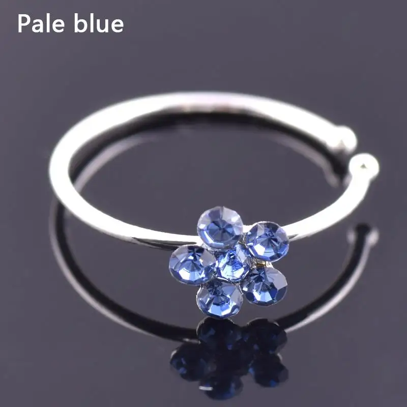 Men Women Fake Crystal Nose Piercing Body Jewelry Floral Hoop Nostril Ring Tiny Flower Helix Cartilage Tragus | Украшения и