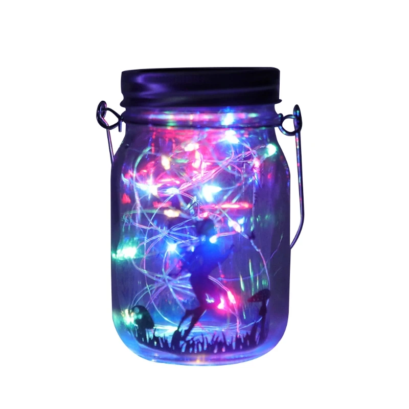 

Fairies Gifts Hanging Lamp Glass Jar for Yard Garden Decoration with Stake Fairy Inside Romantic Girls Gift
