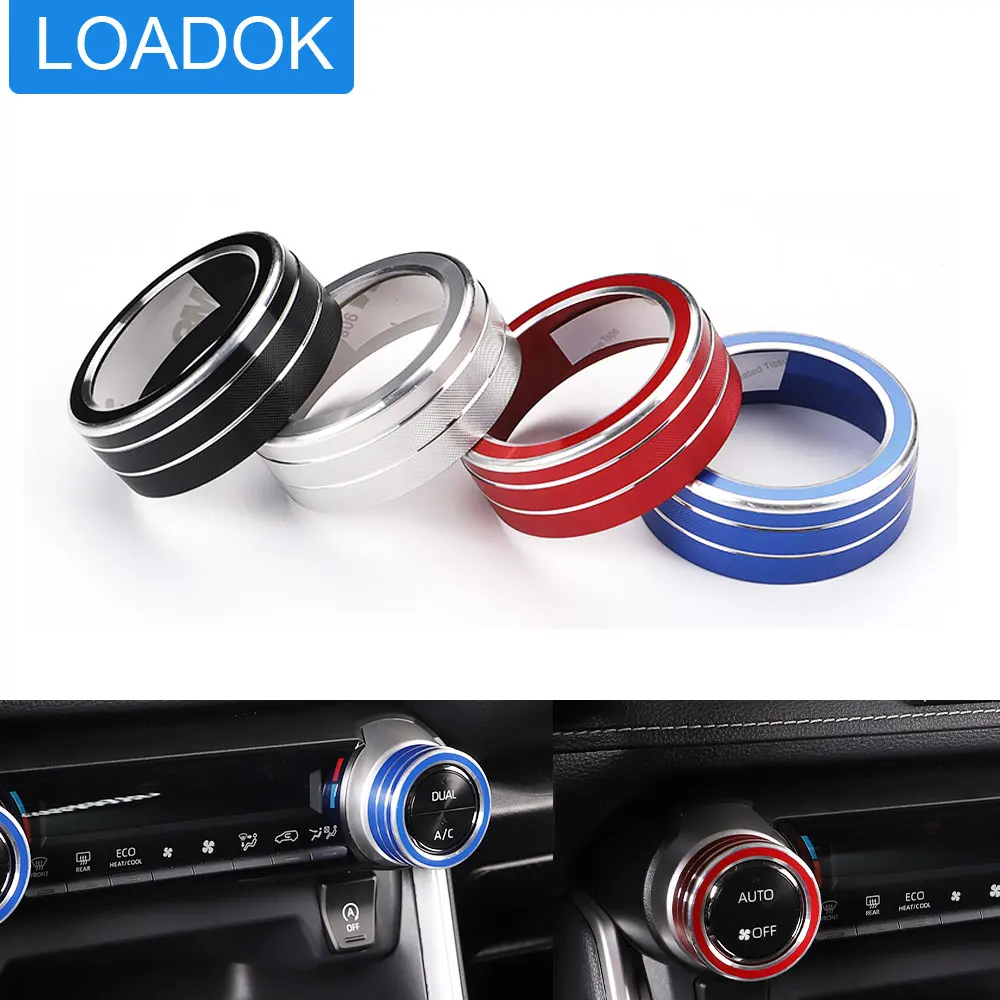 

2Pcs Alloy Air AC Climate Control and Radio Volume Knob Ring Covers for Toyota RAV4 2019 2020 2021 AC Waterproof Accessories