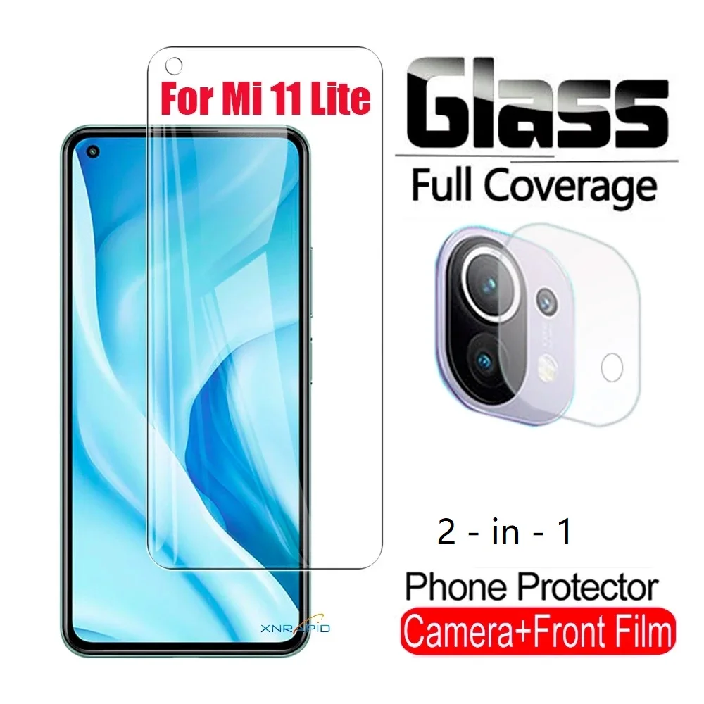 

Адаптер 2-в-1 для Xiaomi Mi 11 Lite стекло для Mi 11 Lite защитное стекло Full Glue крышка Защитная hd-пленка для экрана Xiaomi Mi 11 Lite, стеклянный объектив