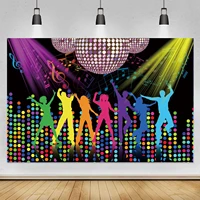 disco party backdrop retro music dance lets glow crazy shining neon night birthday photography background photo booth studio