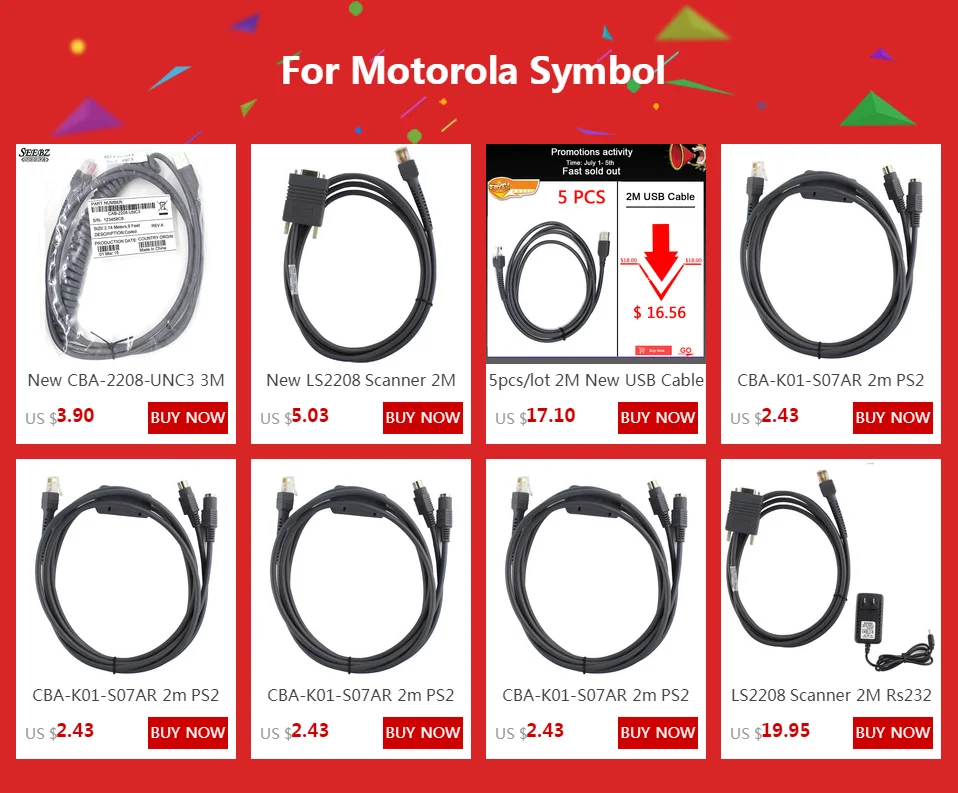 5 шт./10 шт. USB 3 м для Motorola символ кабель сканера штрих-кода LS2208 LS4208 DS6708 LS1203 сканер штрих-кода pda