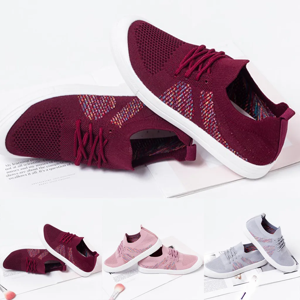 

Fashionable breathable women's mesh sneakers lightweight and comfortable casual women's flat lace-up sneakers 2020