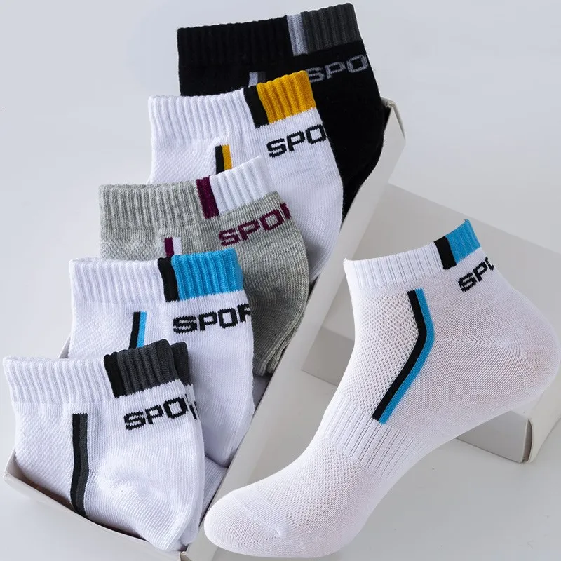 

10 Pieces/Pack Men Cotton Socks Breathable Non-slip Summer Ankle Socks Women Mesh Boat Socks Men Short Socks Plus Size(EU39-46)