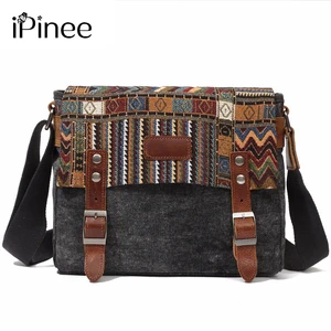 Сумка-мессенджер iPinee женская, брезентовый саквояж на плечо из воловьей кожи, портфель в ретро стиле, Офисная сумочка ручной работы для женщин