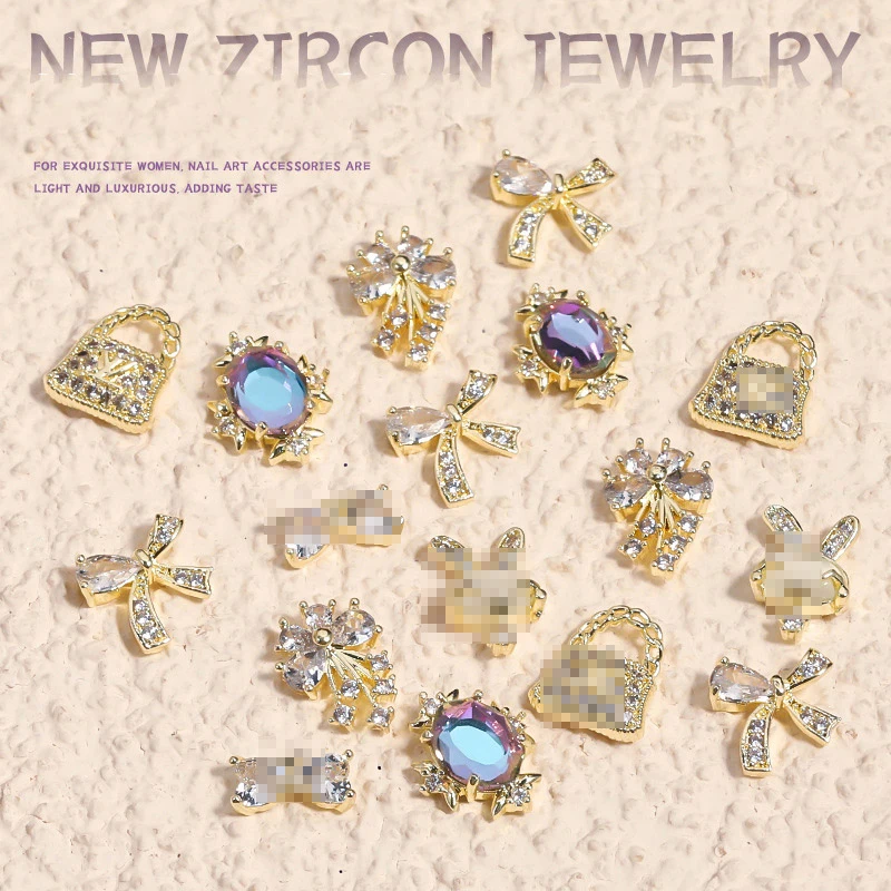 

1pc Metal Zircon Nail Art High Quality Luxury Crystal Rhinestone Nail Art Top Design Rabbit Bow Tie DIY for Nail Tip Decoration