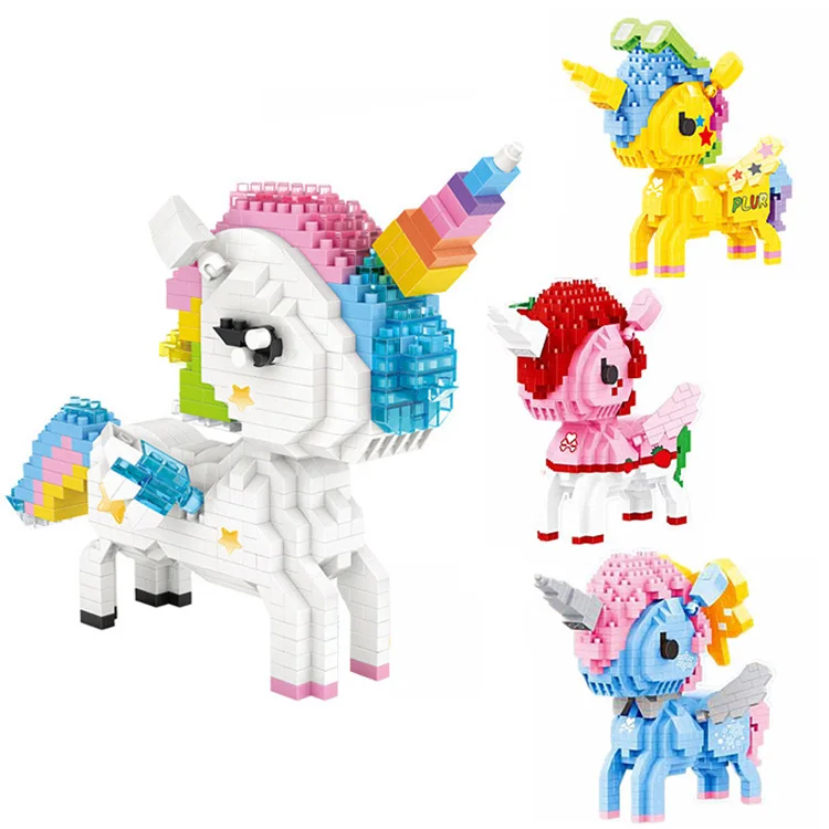 Сказочный Единорог микро алмазный блок Пегас нанокирпичи Радужная лошадь