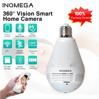 inqmega 960p wifi panoramic camera bulb 360 degree fisheye wireless home security video surveillance night version two way audio