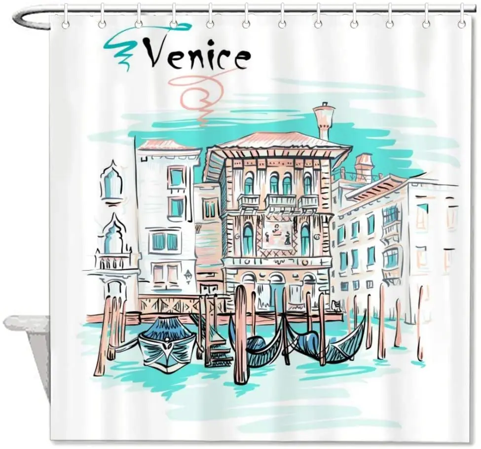 

Palazzo Grand Canal Venice Polyester Shower Curtain Waterproof Washable Home Décor