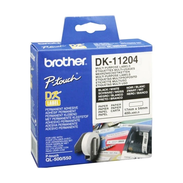 Многофункциональные этикетки для принтера Brother DK11204 17x54 мм белые | Канцтовары
