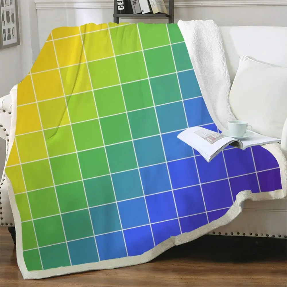 

NKNK Brank Rainbow Blankets Colorful Bedspread For Bed Art Thin Quilt Harajuku Plush Throw Blanket Sherpa Blanket Animal Premium