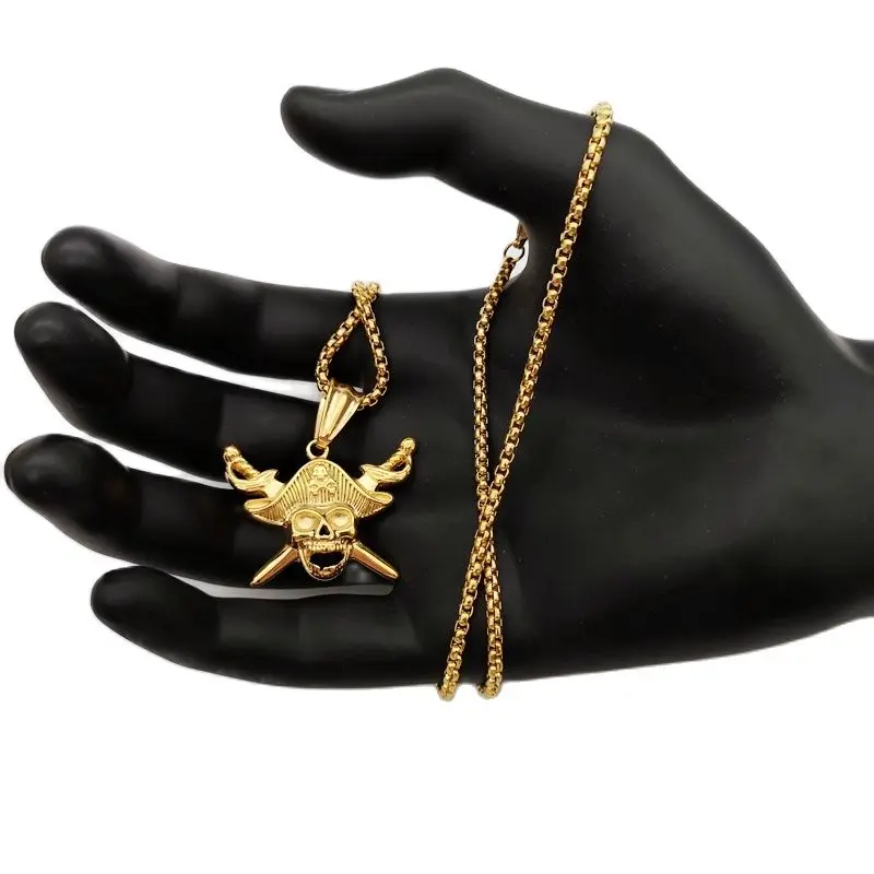 Крутое ожерелье с подвеской в виде двойных мечей Креста пиратского черепа