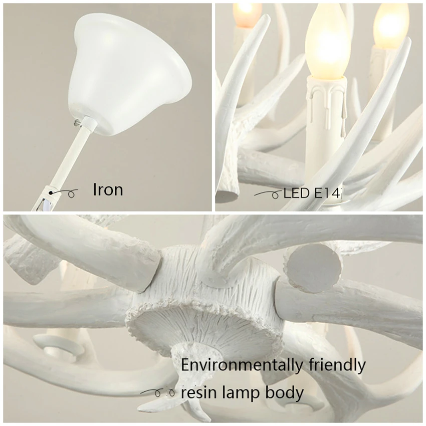 

LED Pendant Lights For Dining room Loft Vintage Candle Antler Pendant Lamp E14 Hanging Lamps Modern Bedroom Lighting Fixtures