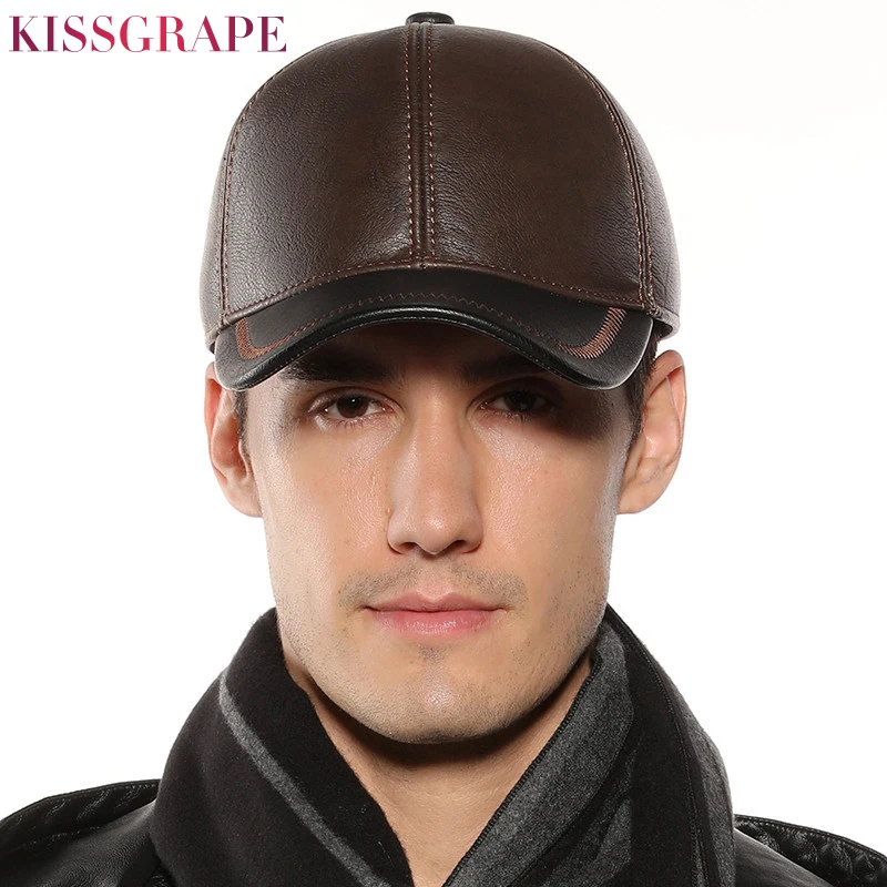 Мужская зимняя бейсболка из искусственной кожи шапка для взрослых теплая защиты