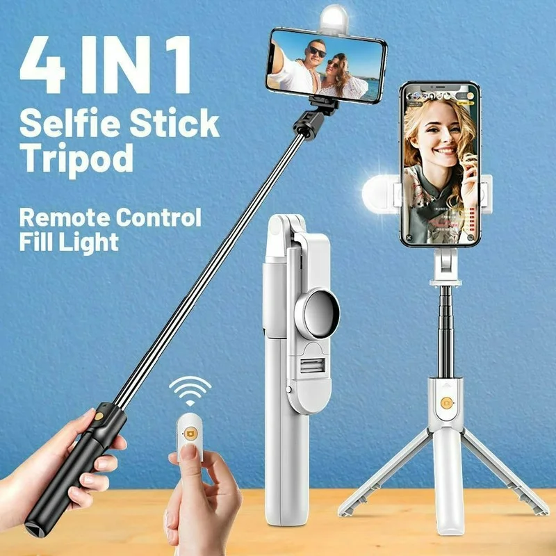 

Wireless bluetooth Selfie Stick Mini Tripod Extendable Foldable Tripod Monopods with Fill Light Remote shutter For Phone