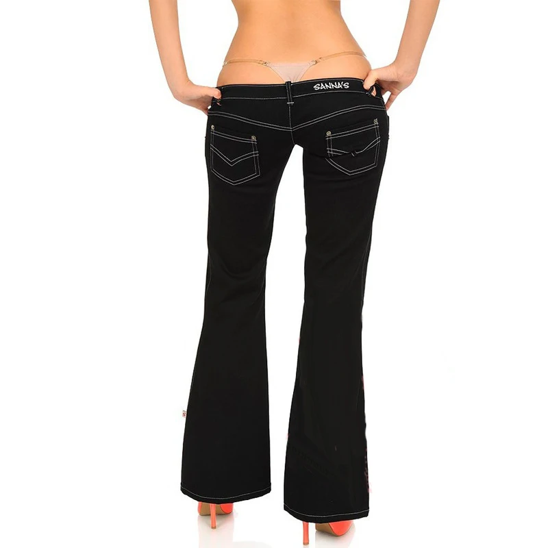 Женские пикантные брюки с заниженной талией облегающие брюки-клеш из денима