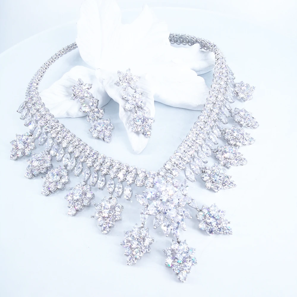 2020 Новый Модный Роскошный Ретро романтичный фиолетовый цветок циркон ожерелье