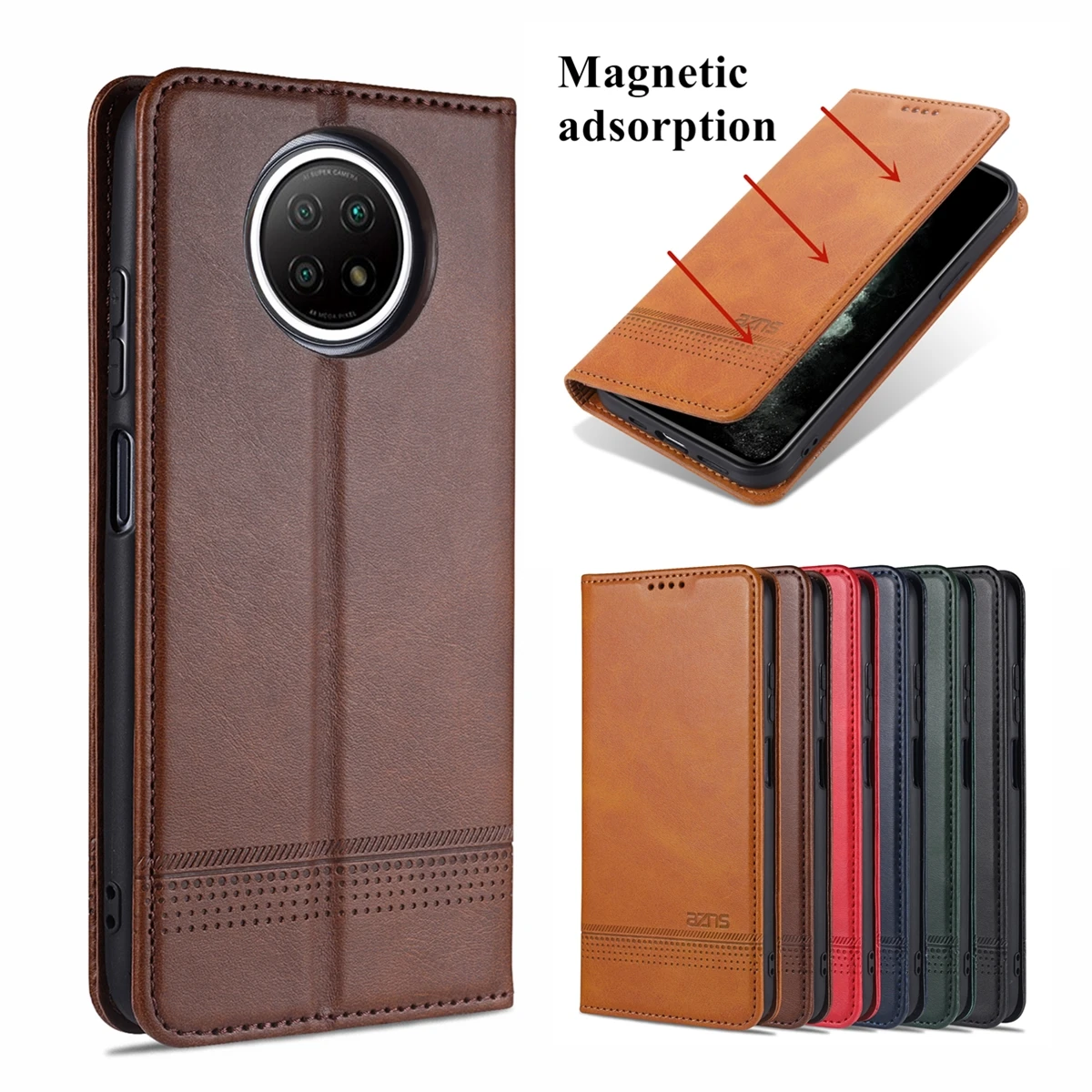

Deluxe magnetic adsorption leather case for Xiaomi Redmi Note 9T 5G global 6.53" flip cover protective case capa fundas