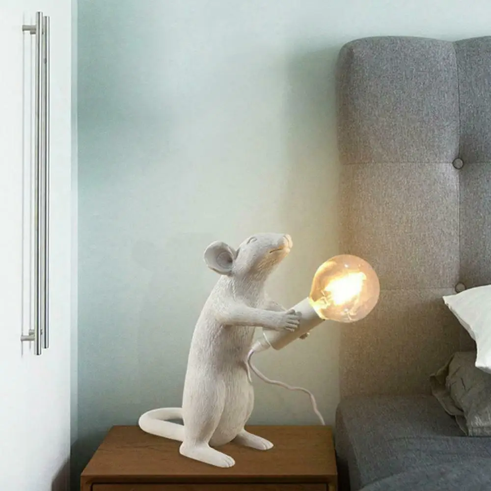 

Resin Animal Mouse Table Lamp Cute Mini Mouse Night Lights Home Room Decor Rat Desk Lights Bedside Lamp Kids' Gift