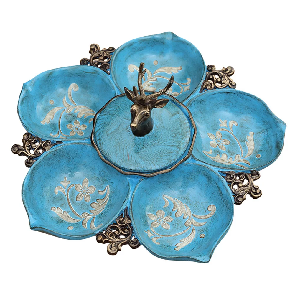 

New Exquisite Durable Multi-Grid Fruit Candy Plate Resin Craft Table Home Decoration