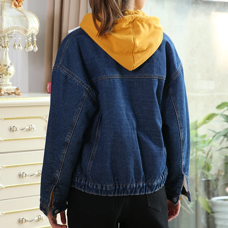 Женская теплая джинсовая куртка LEIJIJEANS повседневная из денима с начесом новая