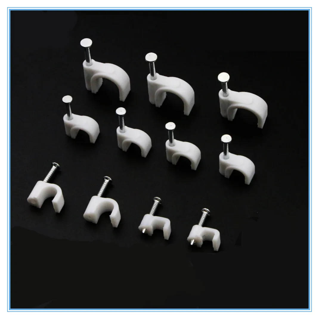 100pcs Cable fixed 8mm Flat or Round Circle Path cable clips with Nail Wire U Clamp | Строительство и ремонт