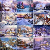 gatyztory picture by number winter scenery drawing on canvas handpainted art gift diy house landscape kit home decoration