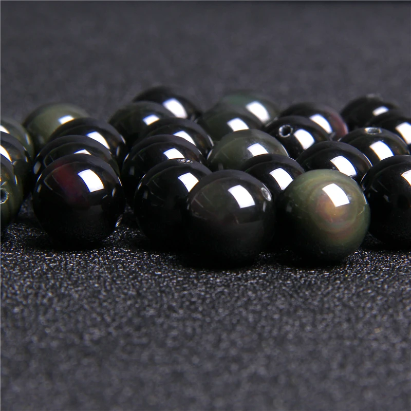 Бусины Из Натурального обсидиана круглые бусины россыпью из для изготовления