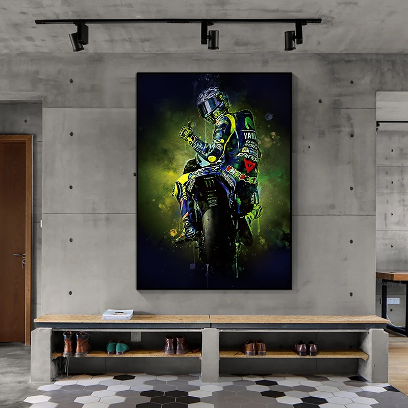 

Valentino-Rossies Poster Canvas Print Motorcycle Watercolor Oil Painting Wall Picture for Living Room Cuadro Bedroom Decor Mural