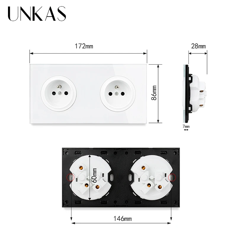 UNKAS двойная французская розетка + совместимому с HDMI USB светодиодный ТВ RJ11 телефон