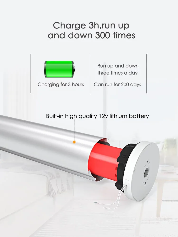 Bluetooth жалюзи двигатель 12В высокого качества с литиевым аккумулятором трубчатый