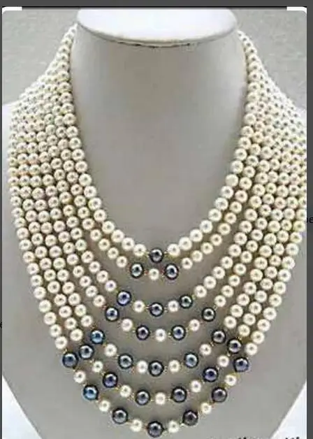 811 Free Shipping aaa00606+++6-7MM Chocolate FW Pearl &amp Coin 8 Rows Necklace | Украшения и аксессуары