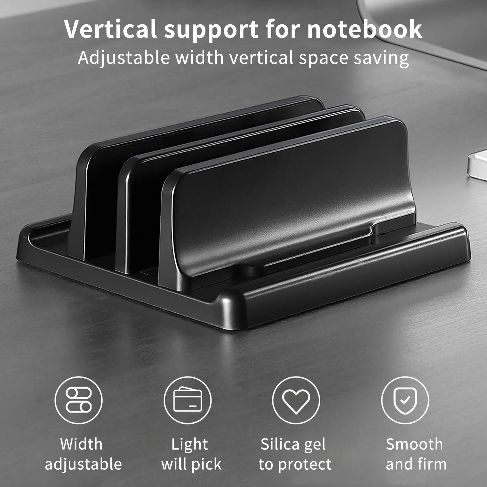 

2 Slots Desktop Stand Vertical Laptop Stand For Macbook Air Pro 13 16 Desktop Strong Stand Adjustable Dock Size For Notebook