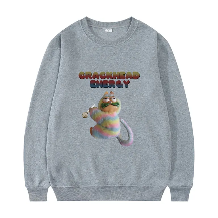 

Crackhead Energy Sweatshirt Funny Cute Sweatshirt Unisex Fashion Sweatshirts Tops Men Women 1:1 High Quality O-collar Streetwear