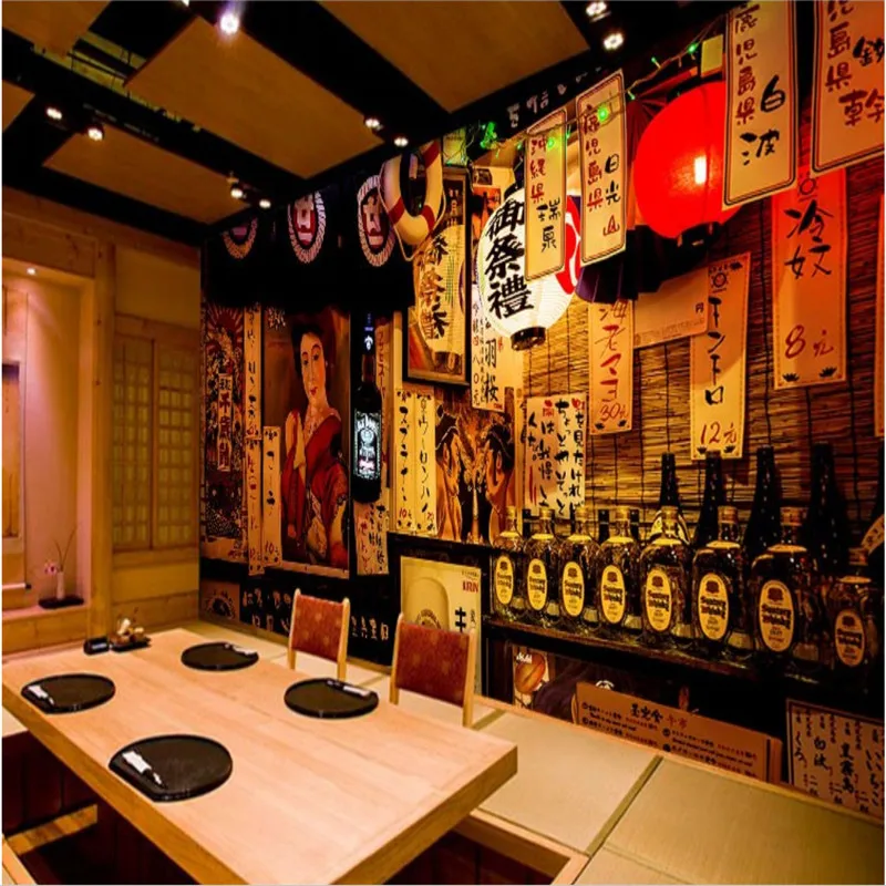 3D фотобумага в японском стиле ретро улица изакая ночной вид настенная бумага s