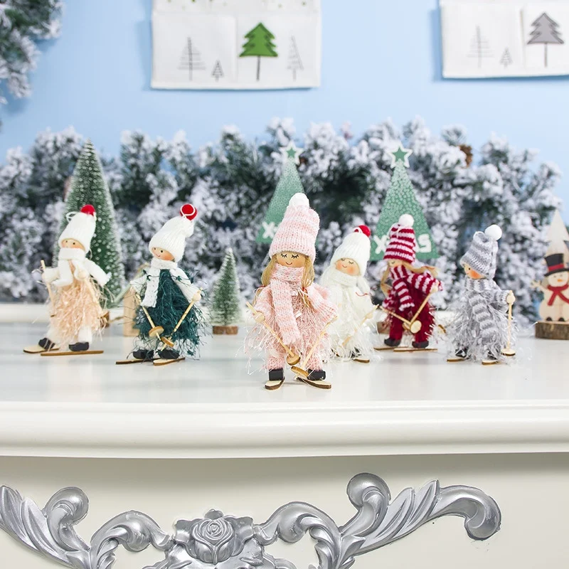 Рождественские кулоны декоративные вязаные куклы ангелы подвесная фигурка