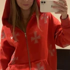 Женская винтажная толстовка с капюшоном, на молнии, Y2K