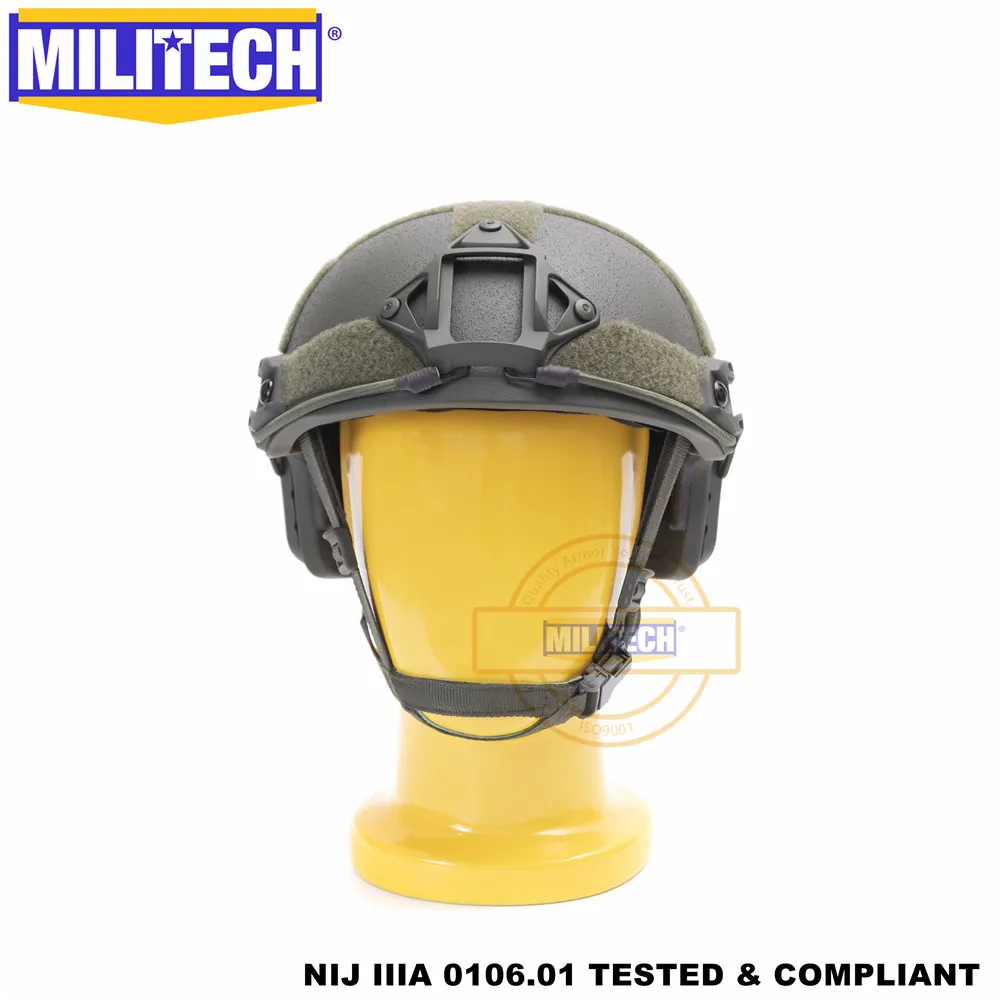 MILITECH Oliver Drab OD Deluxe NIJ IIIA FAST Bulletproof Helmet and Visor Set Deal Ballistic Helmet Bullet Proof Mask Package