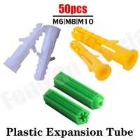 50pcs m6 m8 m10 ribbed plastic anchor wall plastic expansion pipe tube wall plugs for m3 m4 m5 m6 m8 self tapping screws