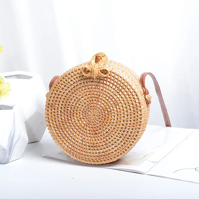 Plain Butterfly 18x8 Женская сумка ручной работы из ротанга с пятиточечной звездой, искусственная кожа, с пряжкой, сумка через плечо, круглая богемная сумка, женские сумки - Цвет: Plain Butterfly 18x8