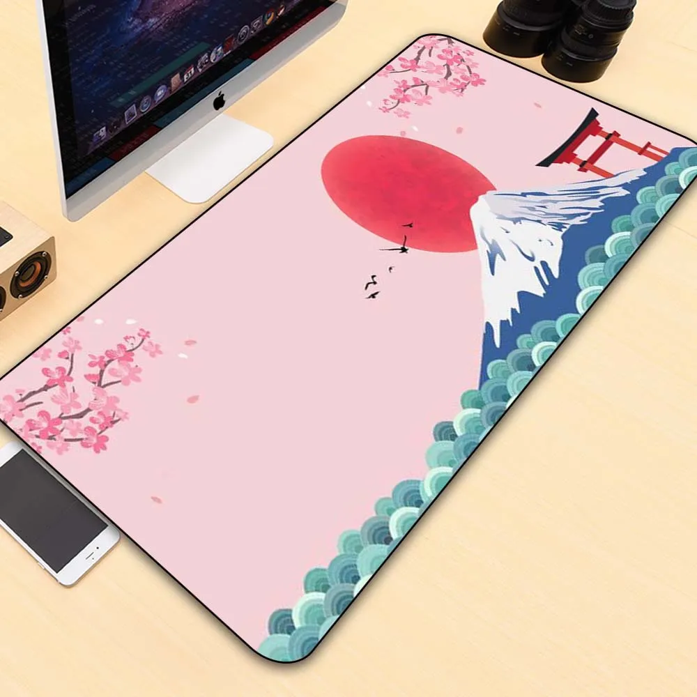 

GuJiaDuo японский пейзаж вишневый цвет розовый коврик для мыши Xxl геймерский ПК Клавиатура для ноутбука Настольные игровые аксессуары Аниме Ко...