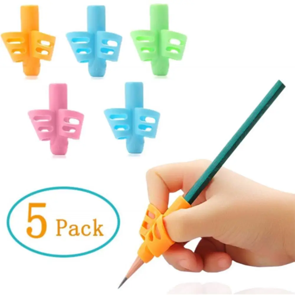 

5pcs Pencil Grips Holder Ergonomic Writing Posture Correction Tool For Kids Student Soft Rubber Correct Writing Position Effecti
