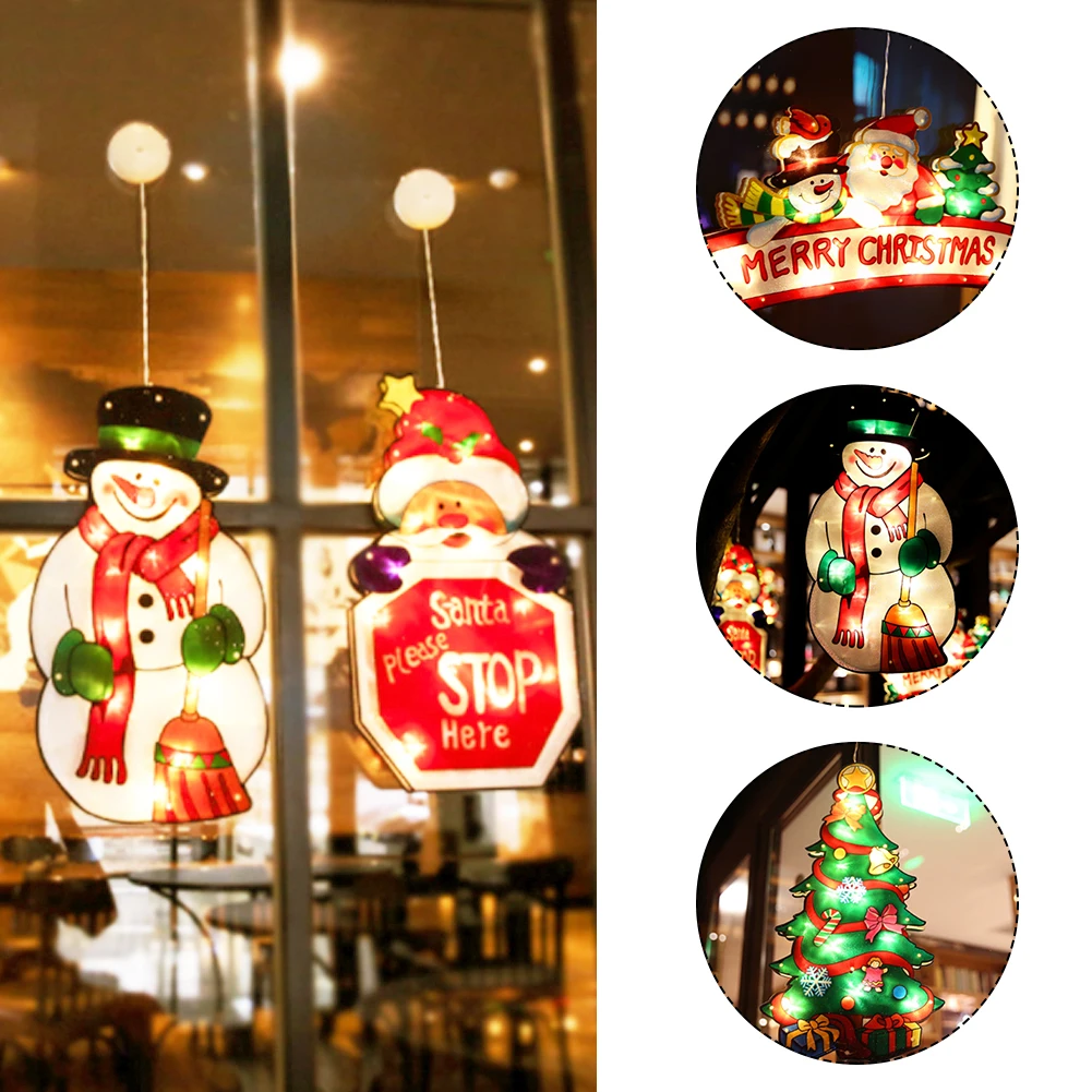 

LED Christmas Window Hanging Lights with Suction Cup Detachable Battery Operated christmas decorations for home Party decor